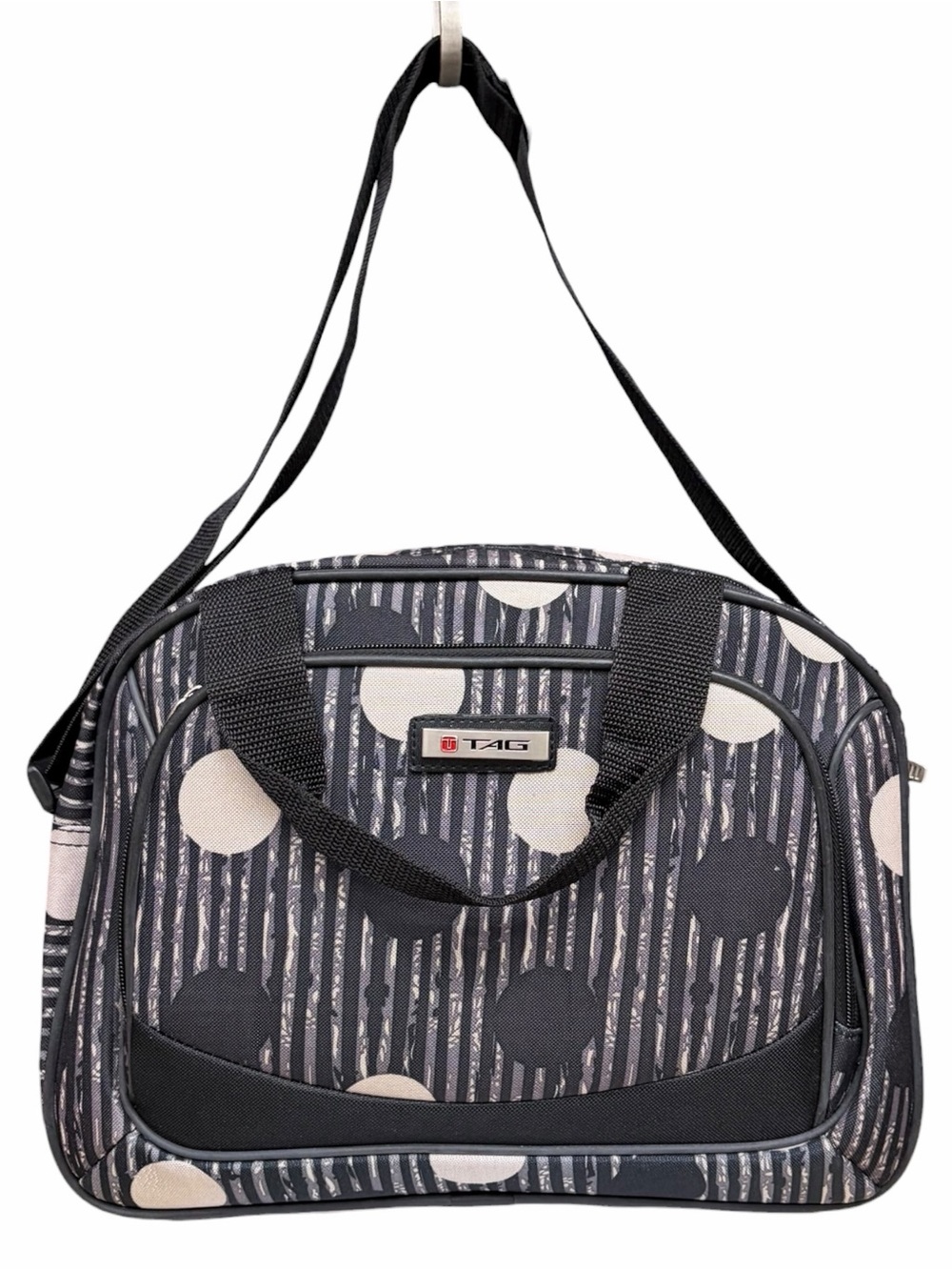 TAG Black Cream Polka Dot Carry-On Travel Shoulder Bag